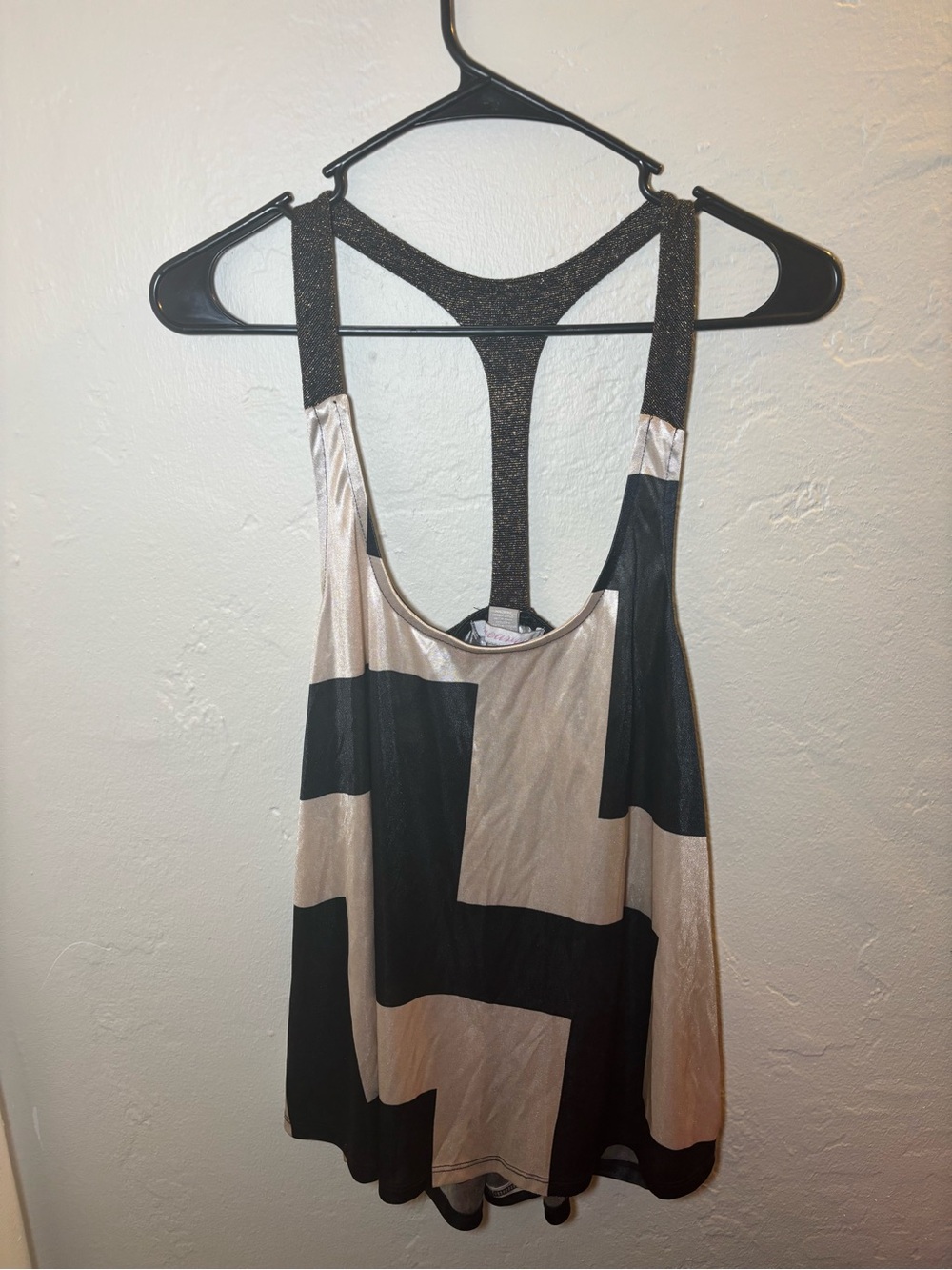 Weavers Black and Cream Geometric Racerback Tank